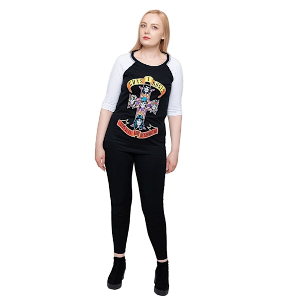 Guns N Roses Dam/Kvinnor Appetite For Destruction Raglan T-Sh Black/White XXL