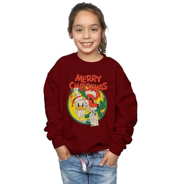 Disney Girls Donald Duck God Jul Sweatshirt 5-6 År B Burgundy 5-6 Years