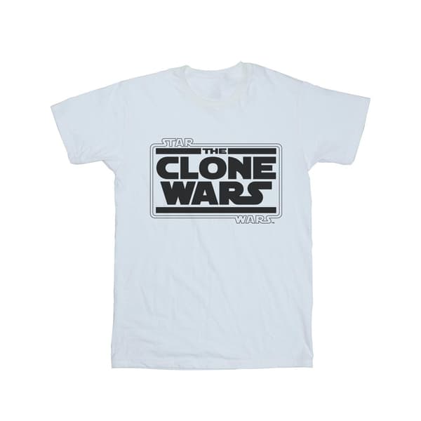Star Wars T-shirt för män med Clone Wars-logotyp, S, vit White S