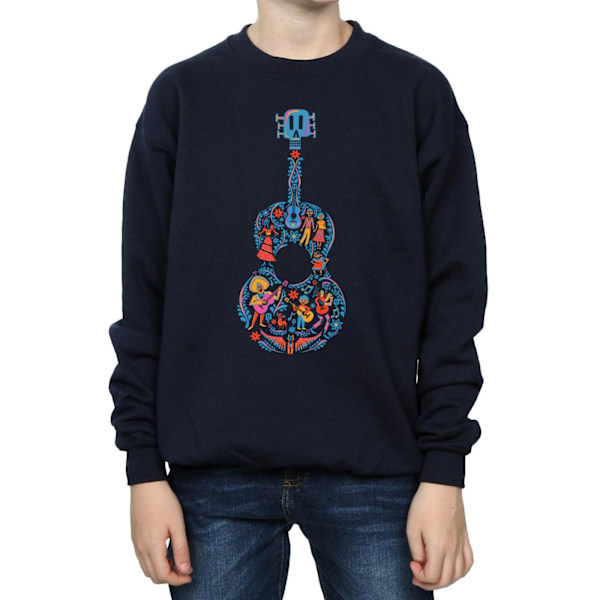 Disney Boys Coco Gitarr Mönster Sweatshirt 7-8 År Marinblå Navy Blue 7-8 Years