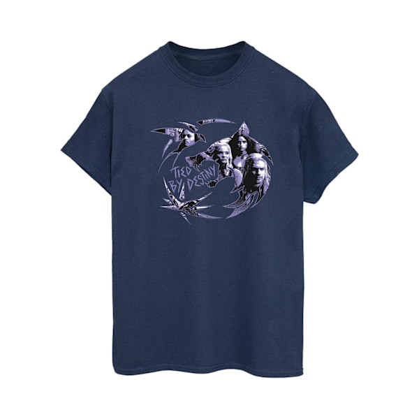 Netflix Dam/Damer The Witcher Wolf Logo Infill Bomull Boyfriend T-Shirt L Marinblå Navy Blue L