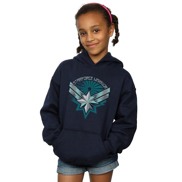 Marvel Girls Captain Marvel Starforce Warrior Hoodie 9-11 år Navy Blue 9-11 Years