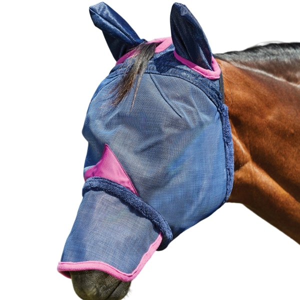 Weatherbeeta Comfitec Deluxe Mesh Hållbar Hästflugmössa Med Öron & Näsa Warmblood Marin/Lila Navy/Purple Warmblood