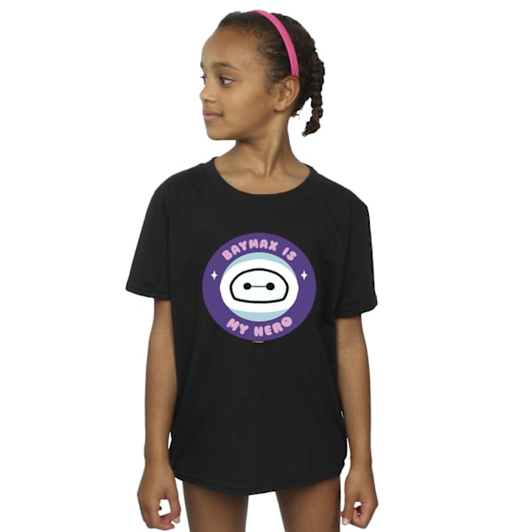 Disney Girls Big Hero 6 Baymax My Hero Pocket Bomull T-shirt 7- Black 7-8 Years