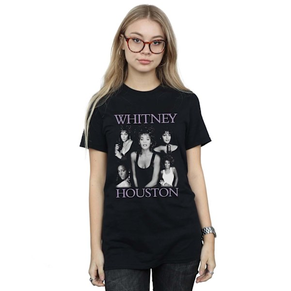 Whitney Houston Dam/Damer Flera Poser Bomull Pojkvän T-shirt Black S