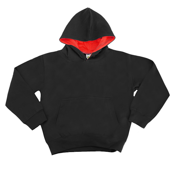 Awdis Kids Varsity Hooded Sweatshirt / Hoodie / Skolkläder 9-11 Jet Black / Fire Red 9-11