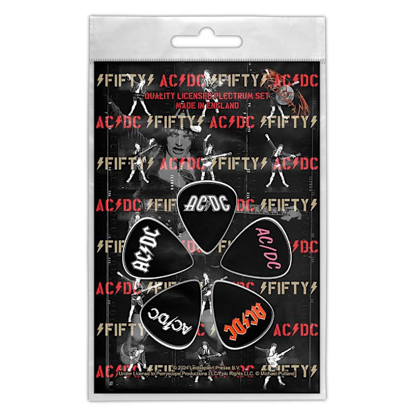 AC/DC Fifty Plektrum (5-pack) Storlek: One Size Svart Black One Size