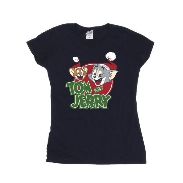 Tom And Jerry Julhatt för dam/dam med logotyp bomull T-shirt M Navy Blue M