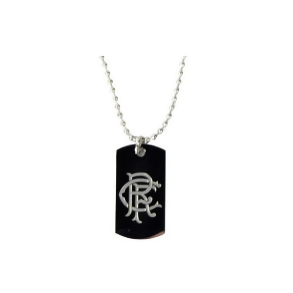 Rangers FC Rostfritt stål Graverad Crest Dog Tag And Chain One Black/Silver One Size