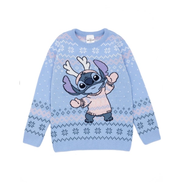 Lilo & Stitch Stickad jultröja för barn/barn 5-6 år Blue 5-6 Years