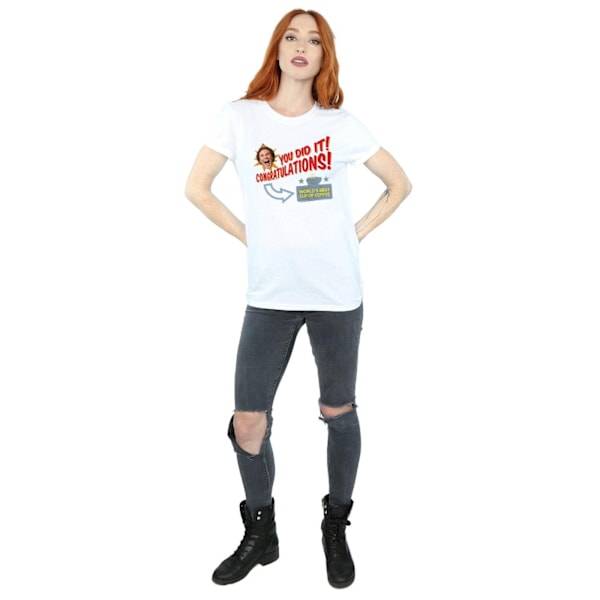 Elf Dam/Damer Världens Bästa Kaffe Bomull Boyfriend T-Shirt White M