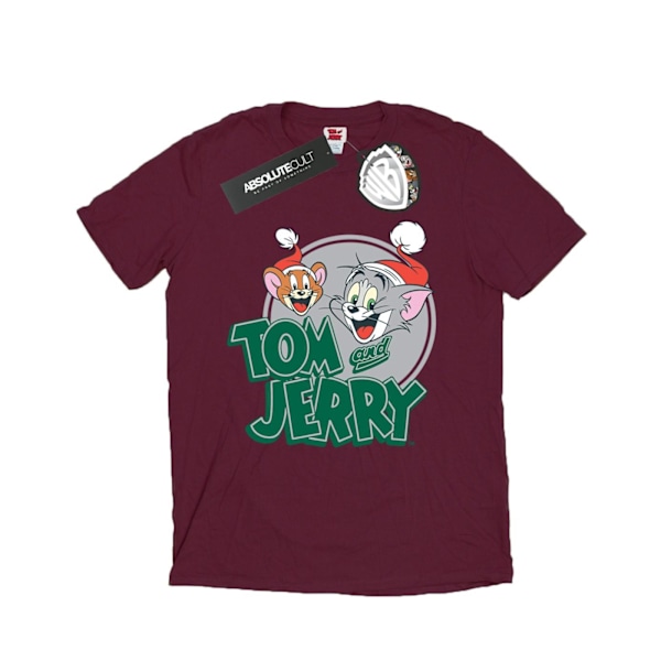 Tom och Jerry Herr Julhälsningar T-shirt XXL Bourgogne Burgundy XXL