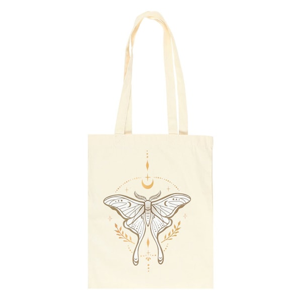 Something Different Ljus Luna Moth Polycotton Tote Bag En Storlek Light Beige One Size
