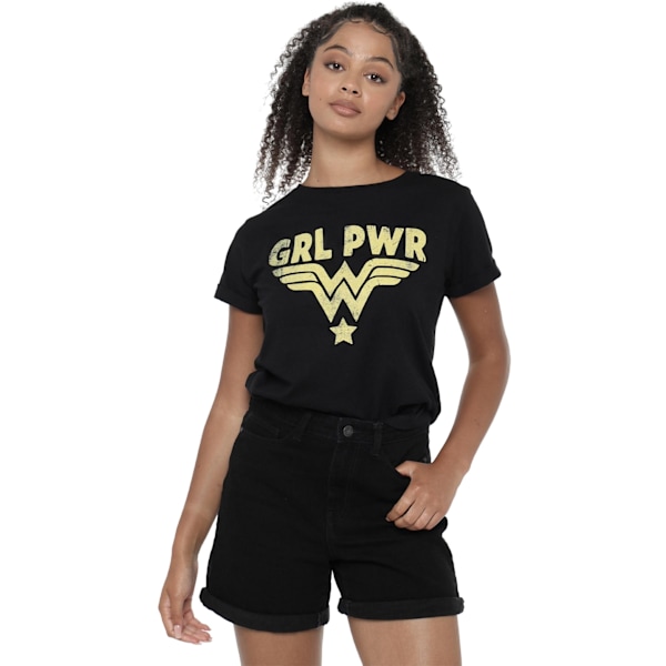 Wonder Woman T-shirt för kvinnor/damer Girl Power 8 UK Svart Black 8 UK