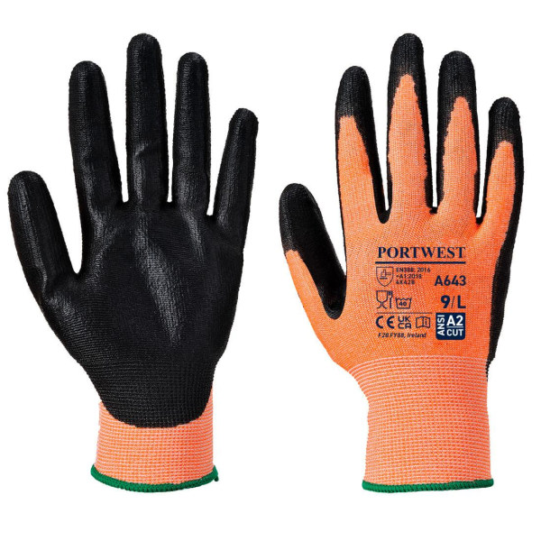 Portwest Unisex Adult A643 Nitrile Foam Cut Resistant Gloves XL Amber/Black XL