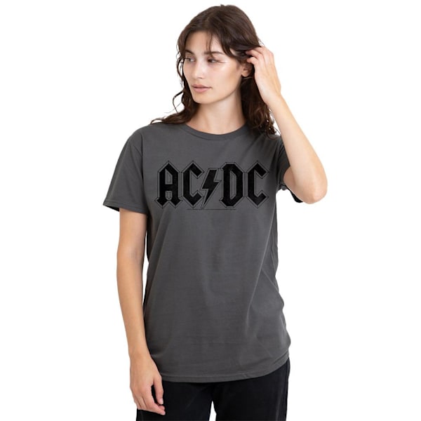 AC/DC Unisex Vuxen Sliten Logotyp T-Shirt L Kolgrå Charcoal L