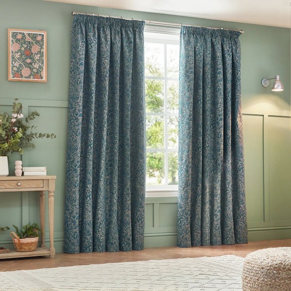 Wylder Nature Grantley Jacquard Pencil Pleat Gardiner 168cm x 1 Wedgewood 168cm x 137cm