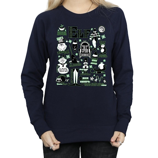 Elf Dam/Damer Infografisk Poster Sweatshirt M Marinblå Navy Blue M