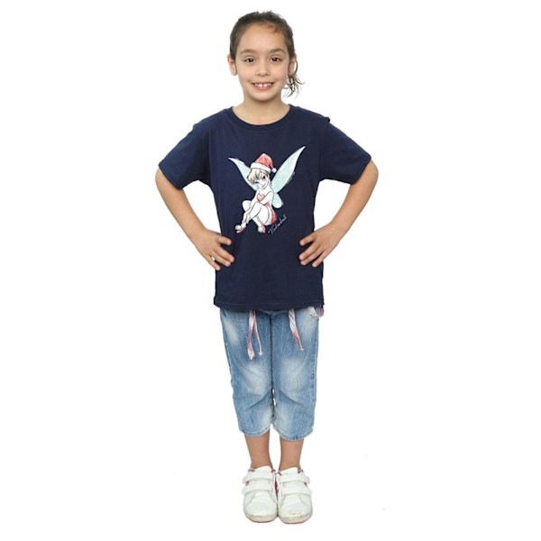 Disney Girls Tinkerbell Julfe T-shirt i bomull 7-8 år Navy Blue 7-8 Years