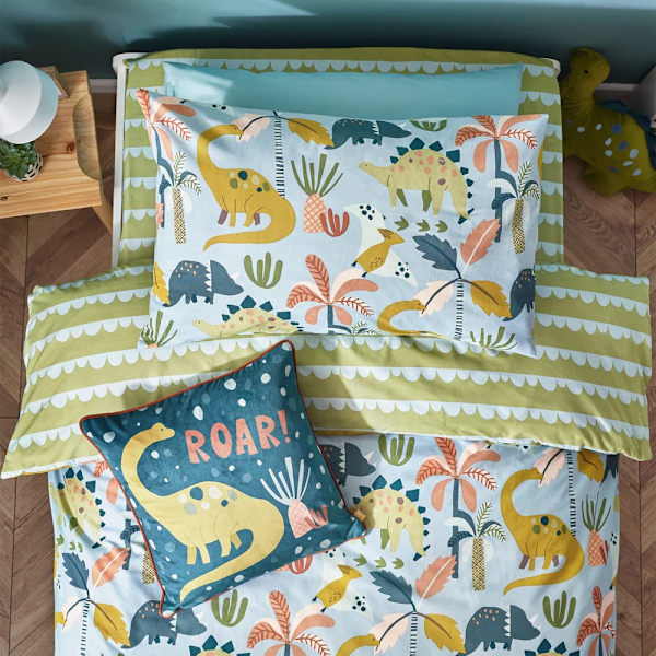 Little Furn Dinos Scandi Påslakanset Barn Blå/Grön Blue/Green Toddler