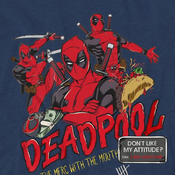 Deadpool Unisex Vuxen Attityd T-shirt M Heather Navy Heather Navy M