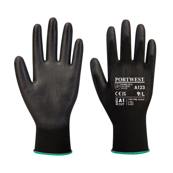 Portwest Unisex Adult A123 PU Palm Grip Handskar L Svart Black L