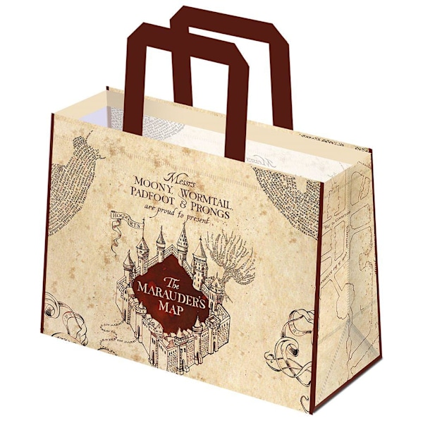 Harry Potter Marauders Map Tote, Storlek: One Size, Beige/Röd Beige/Red One Size