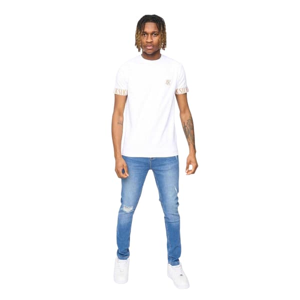 SikSilk Herr Tech Logo Märkt Ärm T-Shirt M Vit White M