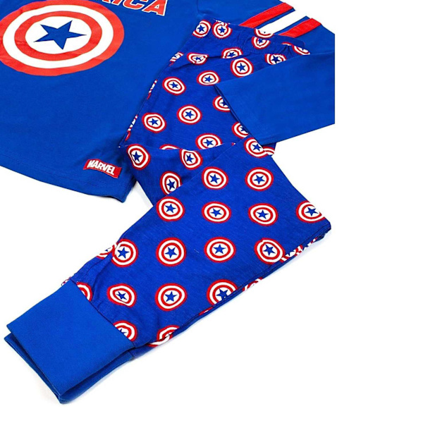 Captain America Pojk Sköld Lång Pyjamas Set 3-4 År Blå Blue 3-4 Years