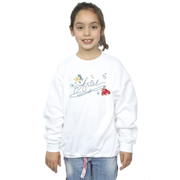 Disney Girls The Little Mermaid Ariel Sweatshirt 7-8 år Vit White 7-8 Years