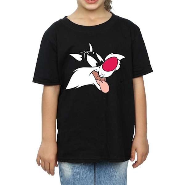 Looney Tunes Girls Sylvester Face Bomull T-shirt 5-6 år Svart Black 5-6 Years