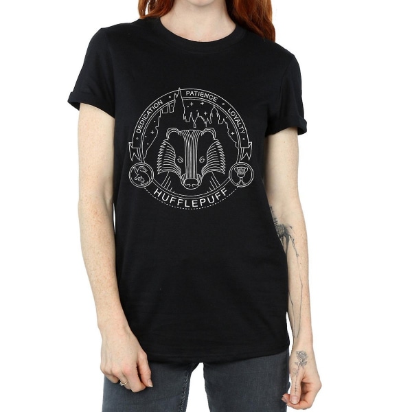 Harry Potter Hufflepuff T-shirt för pojkvän i bomull för kvinnor/damer Black XL