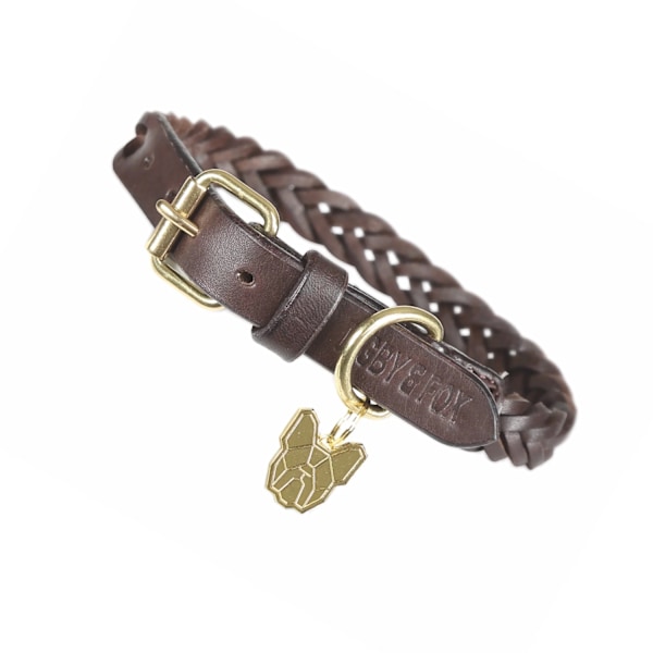 Digby & Fox Pläd Läder Hundhalsband XS - Halsomfång: 25.4cm-34.3cm Brown XS - Neckline: 10in-13.5in