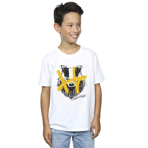 Harry Potter Pojkar Hufflepuff Pop Spray T-shirt 7-8 år Vit White 7-8 Years