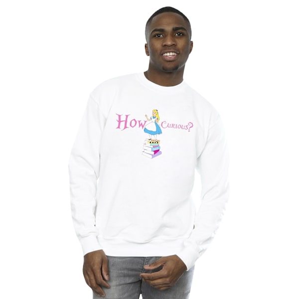 Disney Mens Alice In Wonderland How Curious Sweatshirt L Vit White L