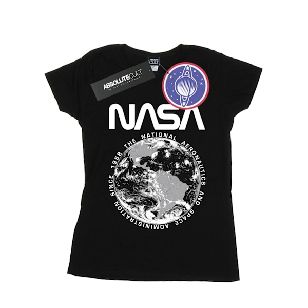 NASA Dam/Kvinnors Planet Earth Bomull T-shirt L Svart Black L