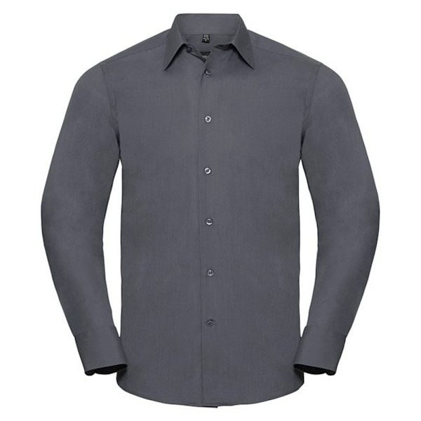 Russell Collection Herr Polycotton Lättvårdad Långärmad Forma Convoy Grey M