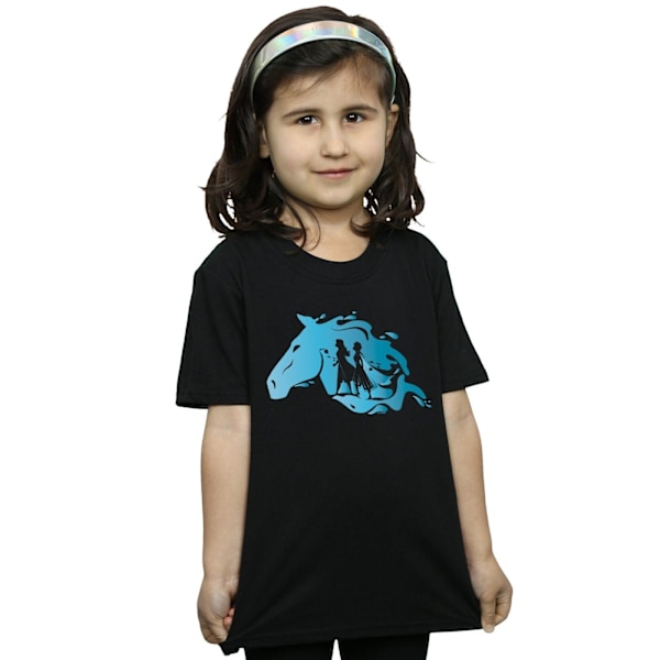 Disney Girls Frozen 2 Nokk Silhouette Bomull T-shirt 7-8 år Black 7-8 Years