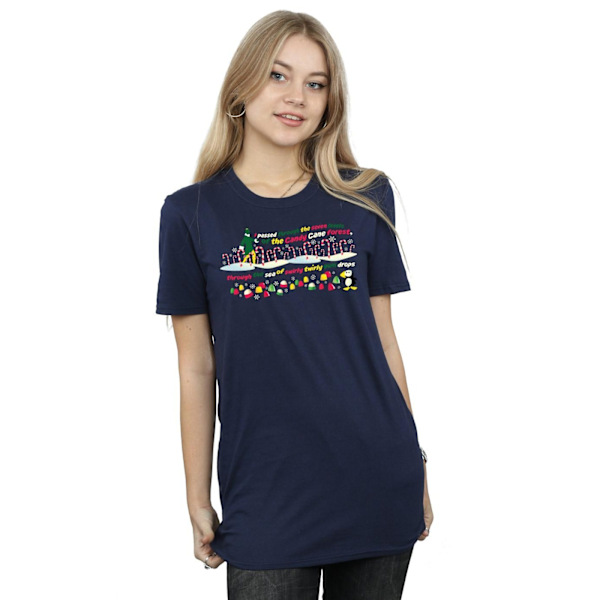 Elf Dam/Damer Candy Cane Forest Bomull Boyfriend T-Shirt L Navy Blue L