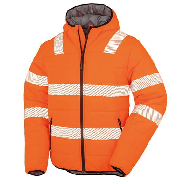 Result Äkta Återvunnen Herr Ripstop Säkerhets Vadderad Jacka XL Fl Fluorescent Orange XL