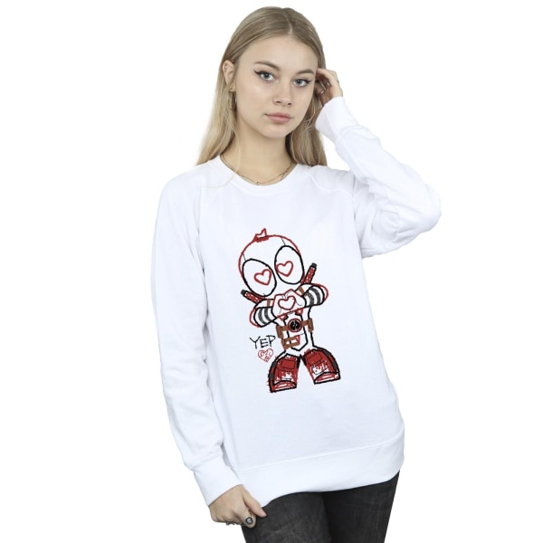 Marvel Womens/Ladies Deadpool Love Beam Line Sweatshirt XL Vit White XL