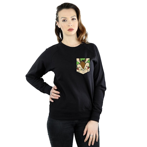 Looney Tunes Dam/Damer Wile E Coyote Ansikte Faux Fick Sweat Black XXL