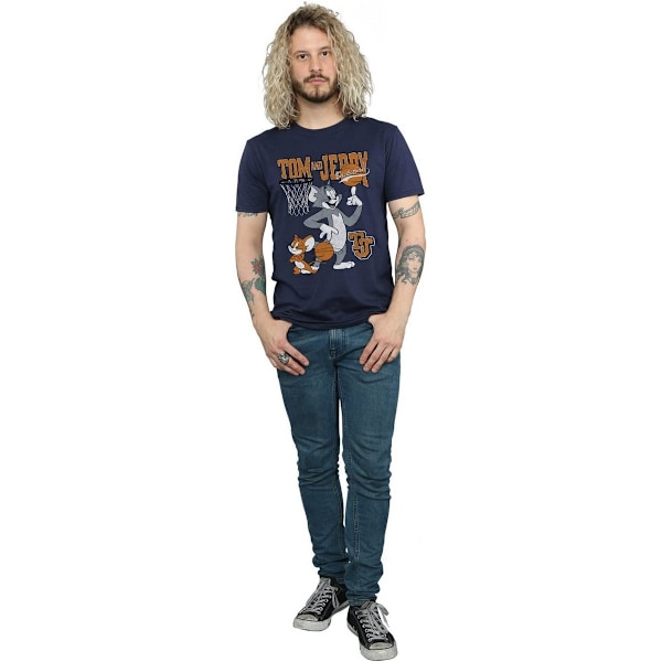 Tom och Jerry Herr Spinning Basketboll Bomull T-shirt L Marinblå Navy Blue L