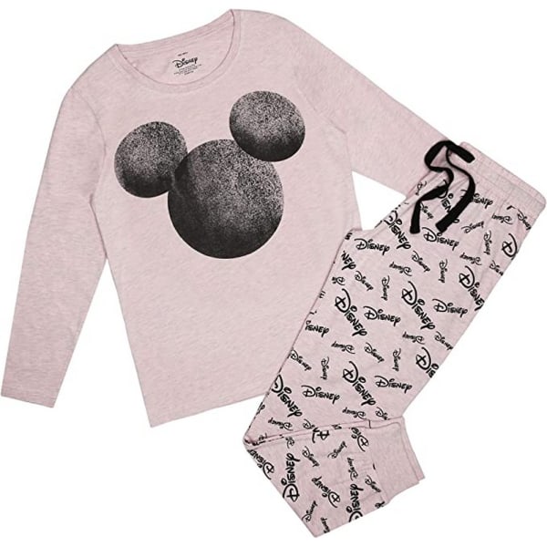 Disney Mus/Mickey Mouse Silhouette Long Pyjamas Set L Light Pink/Black L