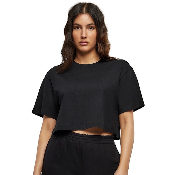 Bygg ditt varumärke Dam/Dam Oversized Kortärmad Crop Top Black 5XL