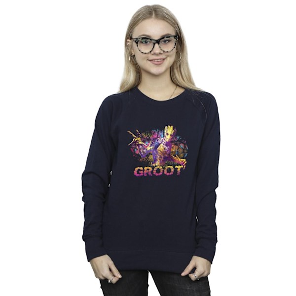 Marvel Womens/Ladies Guardians Of The Galaxy Abstract Groot Swe Navy Blue L