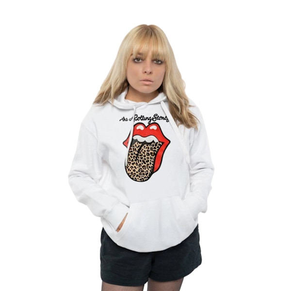 The Rolling Stones Unisex Vuxen Leopard Tongue Pullover Hoodie White L