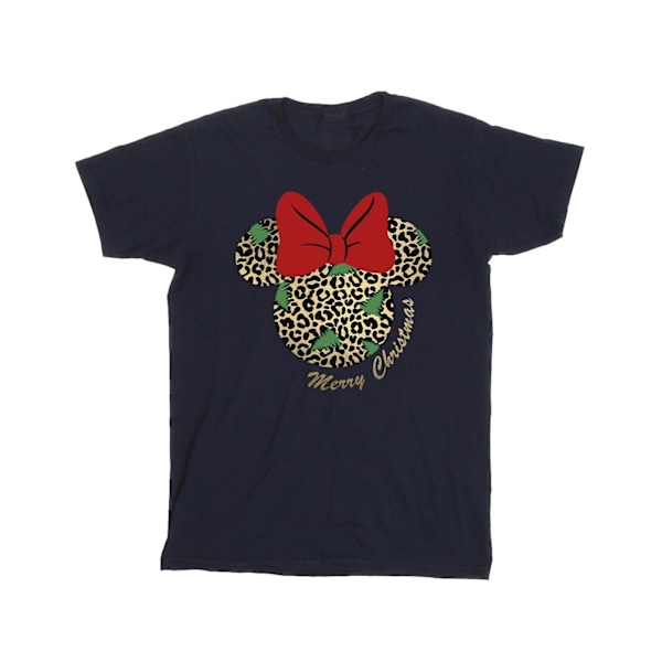 Disney Girls Minnie Mouse Leopard Jul Bomull T-shirt 9-11 Navy Blue 9-11 Years