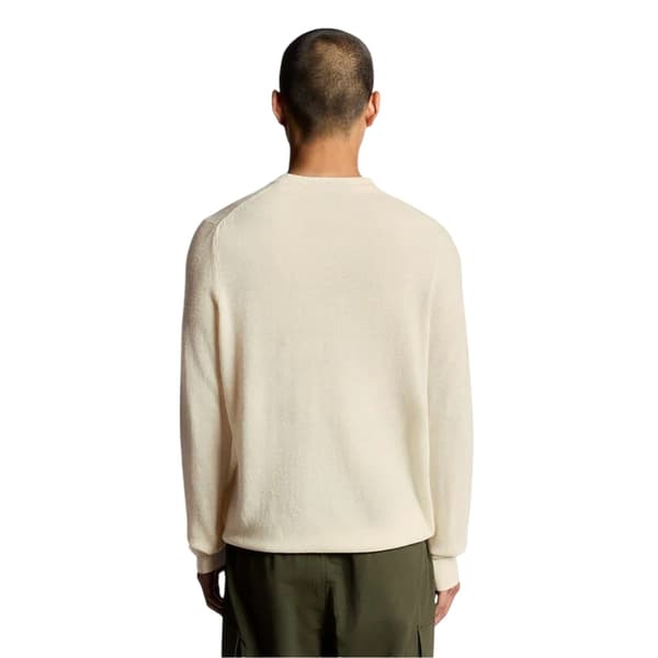 Lyle & Scott Herrtröja med broderad logotyp, rund hals, långärmad Beige Marl XL