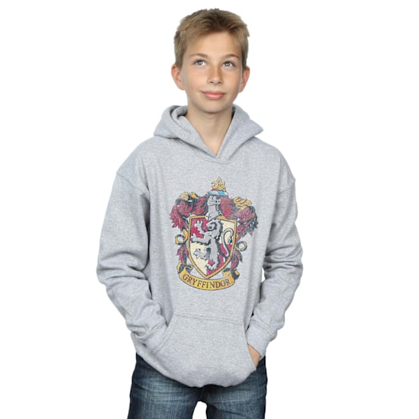 Harry Potter Pojkar Gryffindor Distressed Crest Hoodie 7-8 År Sports Grey 7-8 Years